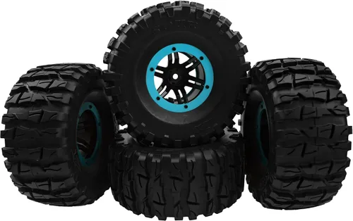 Vista 4 de Neumáticos de goma de 2.2 pulgadas inflables OD135mm y 0.472 in Hub hexagonal de plástico Beadlock llantas de rueda compatibles con Axial SCX10 Azul