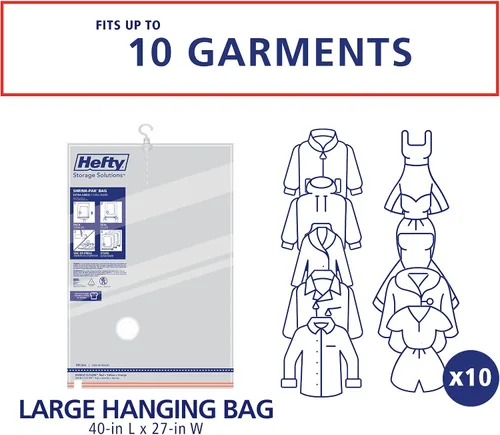 Vista 5 de Bolsas de almacenamiento al vacío Hefty Shrink-Pak - Ahorro de espacio para almacenamiento debajo de la cama, ropa y edredones, 3 veces más espacio