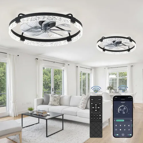 Vista 15 de LEDIARY Ventiladores de techo de perfil bajo de 19.7" con luces, aplicación