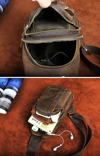 Vista 5 de Le'aokuu Bolso cruzado cruzado de viaje para hombre, estilo casual, para exteriores, con correa para el hombro, mochila