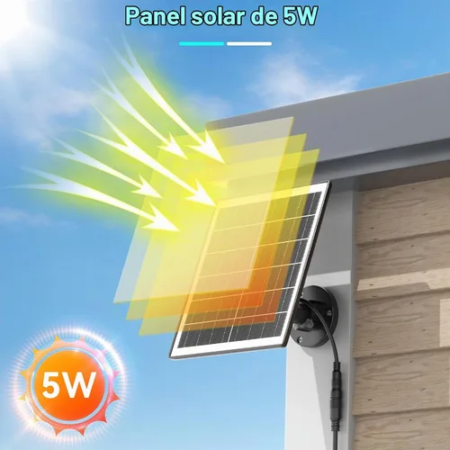 Vista 2 de iTODOS El panel solar funciona para Arlo Pro y Arlo Pro 2, cable de carga de alimentación al aire libre de 11.8 pies y montaje ajustable,