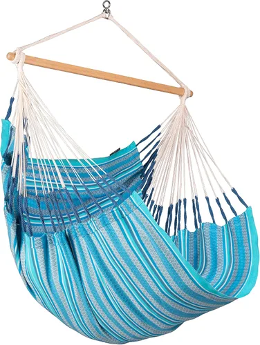 Vista 39 de LA SIESTA® - Silla Hamaca Grande y Cómoda de Algodón Habana & CasaMount - Silla Colgante con Kit de Suspensión para Paredes, Techos y Vigas Café