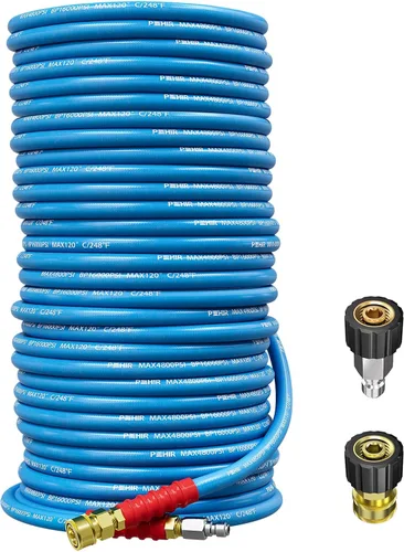 Vista 11 de POHIR Manguera de látigo para lavadora a presión de 2 pies, 3/8 pulgadas, 4800 PSI, con extremos de conexión rápida y adaptadores para agua caliente