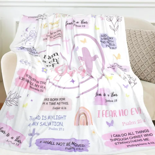 Vista 2 de Regalos cristianos para mujeres, regalos de bautismo para niñas, manta "Soy un hijo de Dios", regalos de bautizo para niñas, regalos religiosos