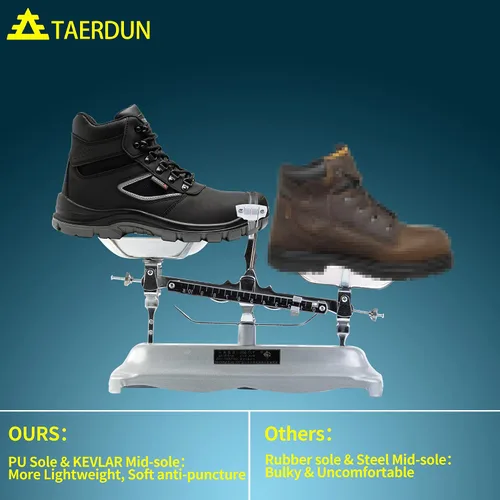 Vista 4 de TAERDUN Botas con punta de acero para hombre, impermeables, antideslizantes, transpirables, cómodas, ligeras, industriales y de construcción, botas