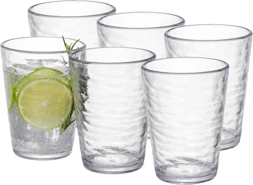 Vista 18 de RIPPLE- Juego de 4 vasos acrílicos de 16 onzas, sin BPA, apilables, aptos para lavavajillas, transparentes