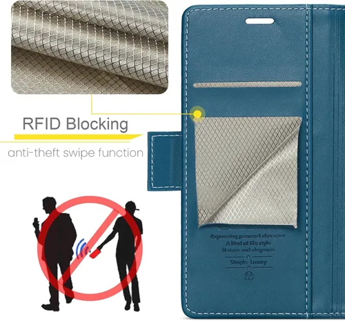 Vista 5 de Funda para Samsung Galaxy S23 FE, [bloqueo RFID] Cierre magnético, cartera de piel sintética con tarjetero y soporte para tarjetas, funda