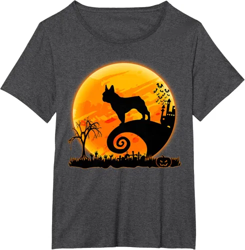 Vista 24 de Camiseta divertida de disfraz de Halloween para perro y luna de Bulldog francés, Negro, S