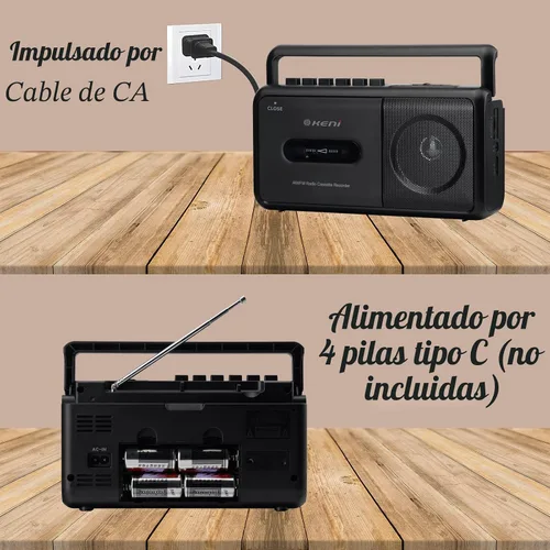 Vista 6 de G Keni Grabador portátil de cinta de casete, reproductor de casete de radio AM/FM con altavoz integrado, conector para auriculares, reproductor