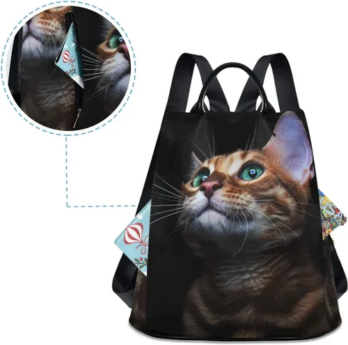 Vista 4 de ALAZA - Mochila para mujer, antirrobo, a la moda, bolsa de hombro, hermoso búho y gatito