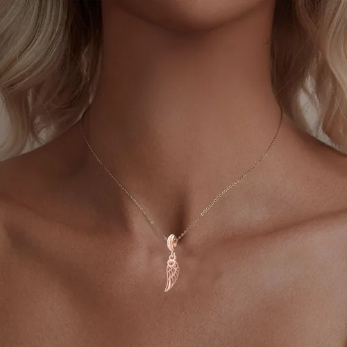 Vista 4 de Junyi Jewelry Abalorio de ala de ángel con dije de corazón de plata de ley 925 con plumas para pulsera Pandora