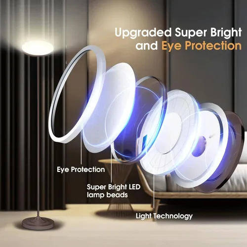 Vista 5 de Lámpara de pie LED Torchiere con control remoto, lámpara de pie para sala de estar 30W/2600LM brillante, temperatura de color 3000K-6500K