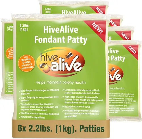 Vista 12 de HIVE ALIVE Fondant de alimento para abejas para alimentación de invierno, primavera y otoño, 2.2 libras x 15 unidades Paquete de 15 unidades de 2.2