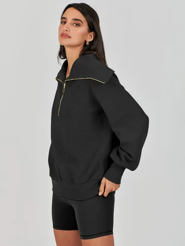 Vista 4 de ANRABESS Sudaderas con capucha para mujer, de gran tamaño, con cremallera de un cuarto, para adolescentes, niñas, ropa de moda Y2K