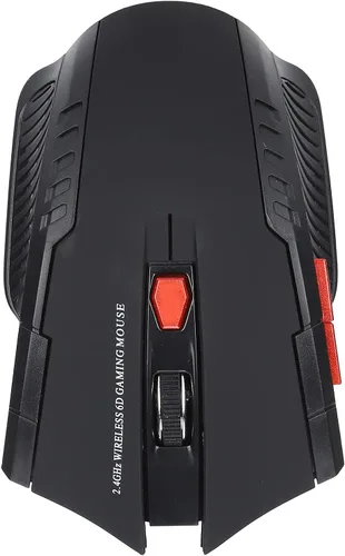 Vista 9 de Pomya Ratón de juego inalámbrico, mouse ergonómico para computadora, mouse óptico para computadora portátil, 2.4 GHz, 6 teclas, DPI ajustable, negro