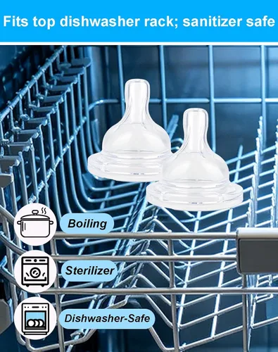 Vista 9 de Boquillas de repuesto compatibles con biberones anticólicos Philips Avent, pezones de silicona suave, flujo 2, 3.3 ft+, flujo lento, sin BPA, apto