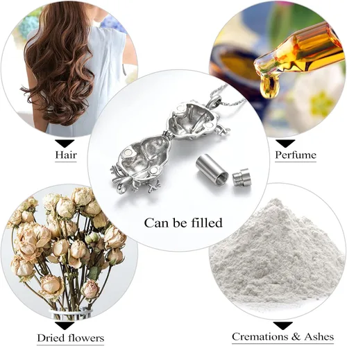 Vista 42 de Imrsanl Collar con colgante de joyería de cremación para cenizas – Collar anatómico de urna de corazón para cenizas – Medallones conmemorativos