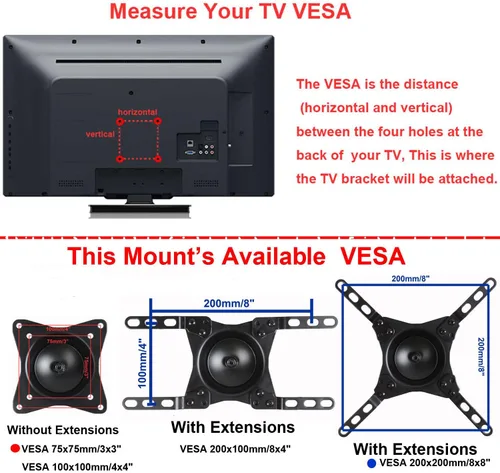 Vista 2 de VideoSecu Soporte de pared para monitor de TV inclinable con adaptador de montaje extraíble para la mayoría de LED de 17 a 39 pulgadas, TV