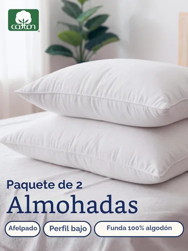 Vista 2 de Juego de 2 almohadas de cama tamaño Queen, funda transpirable 100% algodón, alternativa de plumón premium para personas que duermen de lado, boca