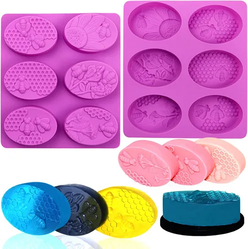 Vista 14 de Bee - Moldes de silicona para jabón, paquete de 2 moldes rectangulares de Jabón de panal de abeja