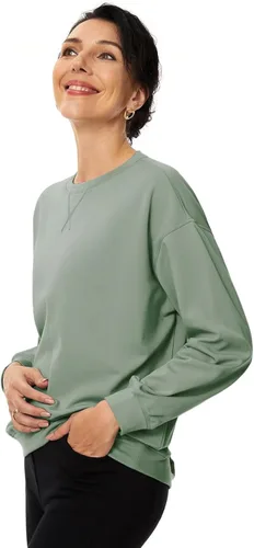 Vista 7 de Tapata Sudaderas de cuello redondo para mujer, suave y cómoda, con hombros caídos, ajuste holgado