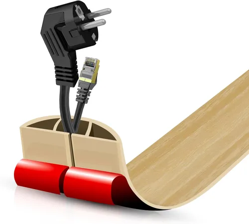 Vista 37 de Cubierta autoadhesiva para cables de suelo, gestión de cables de 3.3 pies, protector de tira de extensión para cables, evita tropiezos de cables