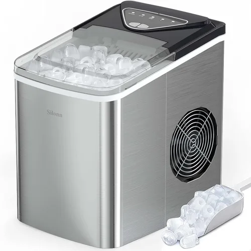 Vista 10 de Silonn Máquina de hielo Nugget con asa de transporte, 36 lbs/24H Negro