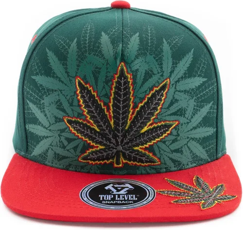 Vista 2 de Gorra de béisbol bordada con diseño de hojas de marihuana y cannabis