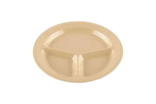 Vista 14 de G.E.T. CP-530-T Tan 9" 3-Compartment Plate, Break Resistant Dishwasher Safe Melamine Plastic, Supermel Collection (Pack of 12)