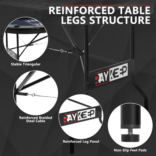 Vista 6 de RAYKEEP - Mesa de póquer plegable 4 en 1 de 72 pulgadas con alfombrilla de juego intercambiable 8 Player Folding Casino Table for Texas Holdem and