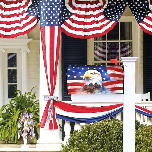 Vista 2 de Cubierta magnética para buzón con diseño de águila patriótica de la bandera americana del 4 de julio, día de la independencia, envolturas magnéticas