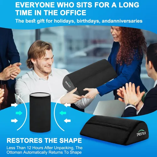 Vista 7 de TALSTILA Reposapiés para debajo del escritorio en el trabajo, reposapiés con bolsillos cálidos y de felpa, taburete ergonómico de espuma, reposapiés