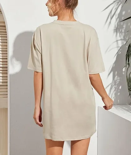 Vista 3 de Meladyan Camiseta holgada de manga corta con cuello redondo y estampado gráfico para mujer