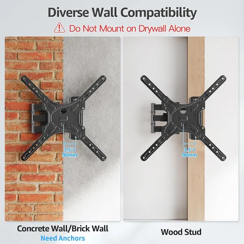 Vista 9 de MOUNTUP Soportes de pared para TV para la mayoría de televisores de 26 a 60 pulgadas, soporte de TV de movimiento completo con giro y extensión
