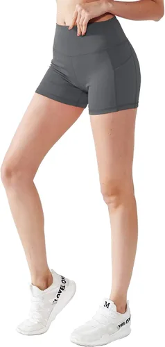 Vista 3 de CADMUS Pantalones cortos de yoga de cintura alta para mujer, con bolsillos laterales de elastano