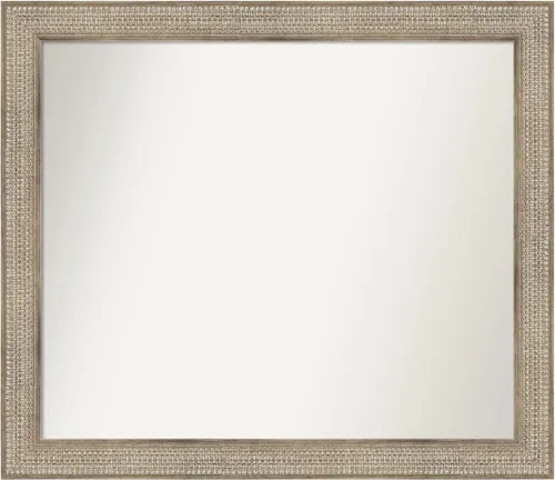 Vista 348 de Amanti Art Espejo de baño plateado para sobre fregadero, 26 x 26 pulgadas, espejo cuadrado de níquel pulido, marco de madera tradicional mediano, se