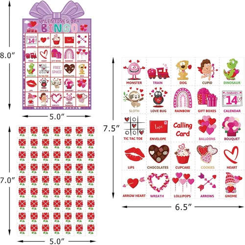 Vista 2 de Fancy Land Juego de bingo para el día de San Valentín para niños, 24 jugadores, troquelado, día de San Valentín, juego de actividades de fiesta