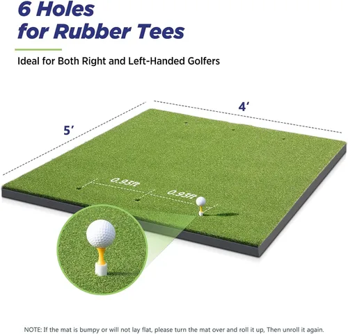 Vista 5 de Golfguru Golf Mat, 5x4ft/5x5ft Dense Elite Golf Hitting Mats Practice with 10 Balls, 9 Tees, Heavy Duty Artificial Hitting Training Mat for Backyard