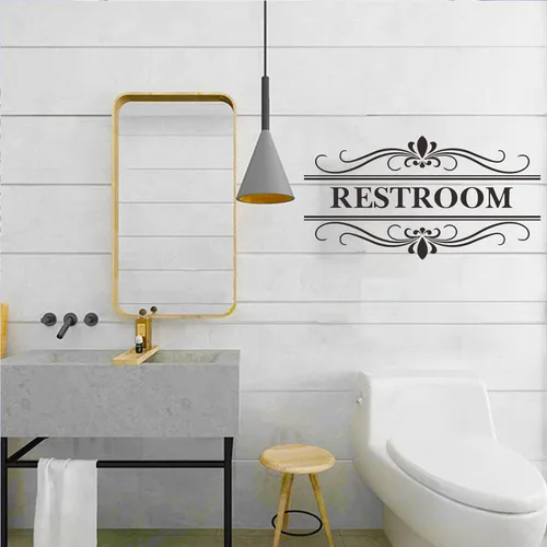 Vista 5 de Letrero de pared para baño, calcomanías de vinilo, removibles, bonito diseño artístico, mural para baño, baño, baño, baño, baño, baño, baño, baño