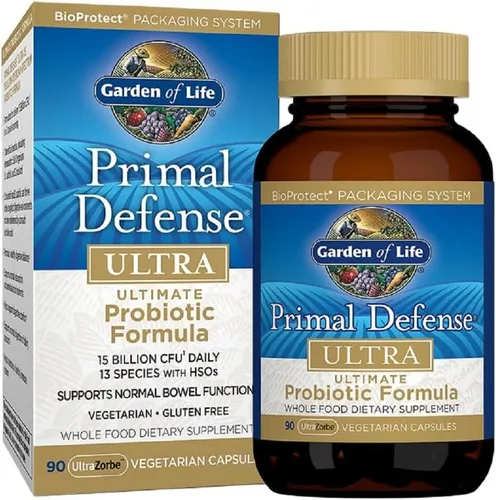 Vista 2 de Garden of Life Primal Defense Probiótico 15 mil millones de UFC, 13 cepas, 90 cápsulas + probióticos orgánicos formulados por Dr. para niños, bayas