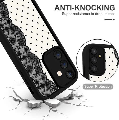 Vista 4 de Para Samsung Galaxy S24 5G 6.2''Cute Polka Dot Phone Case-Negro