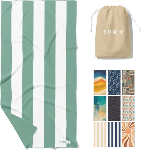 Vista 16 de SUN'Y Toalla de Playa de Microfibra Waffle – Sin Arena, Secado Rápido, Ultra Absorbente, Ligera y Compacta, Toalla de Viaje con Bolsa de Transporte