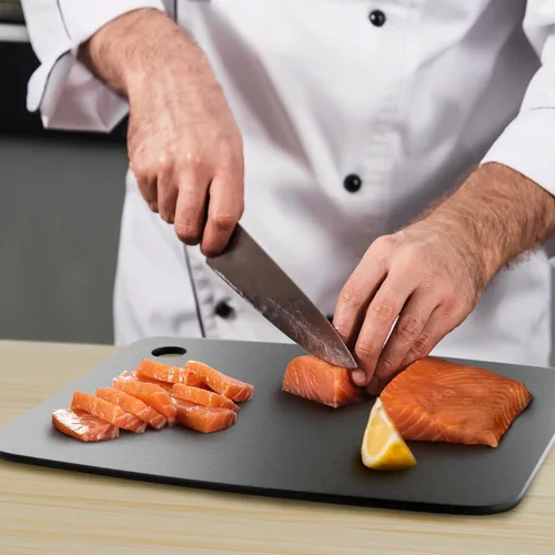 Vista 6 de Tabla de cortar de madera para cocina, tablas de cortar pequeñas de madera compuesta para lavavajillas, tabla de cortar delgada, sin BPA y ecológica