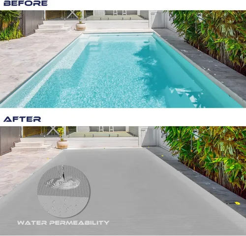 Vista 5 de Windscreen4less Cubierta de Piscina Enterrada Rectangular de 8'x8' de Malla de Seguridad de Invierno para Piscina con Cable de Alambre (Gris Claro)