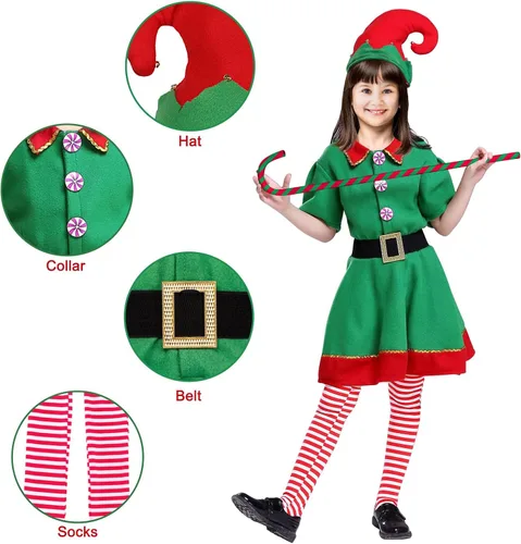 Vista 2 de WADRILAQ Conjunto de disfraz de elfo navideño..