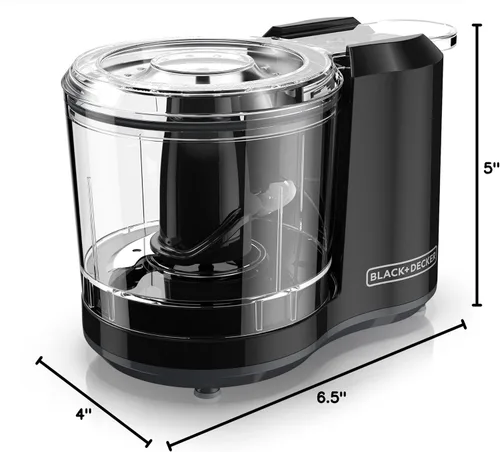 Vista 7 de Picador eléctrico Black + Decker HC306 1 y 1/2 tazas con un solo toque, color blanco, Capacidad de 1.5 tazas con ensamble mejorado y tapa, Negro