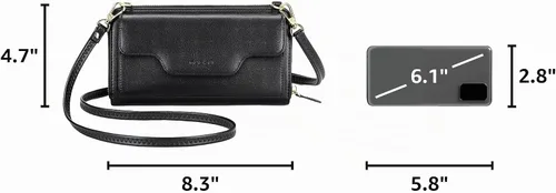 Vista 3 de nuoku Bolso pequeño para mujer, cartera con bloqueo RFID, bolso cruzado con bolsillo para teléfono celular 01 - negro