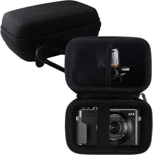 Vista 7 de Estuche rígido de transporte para cámara digital Canon PowerShot G7X Mark III/G7X Mark II/G7 X, compatible con cable USB y baterías adicionales Negro