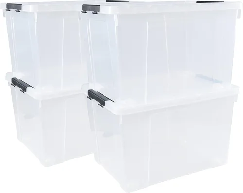 Vista 7 de Paquete de 4 contenedores transparentes con tapa, 34 L