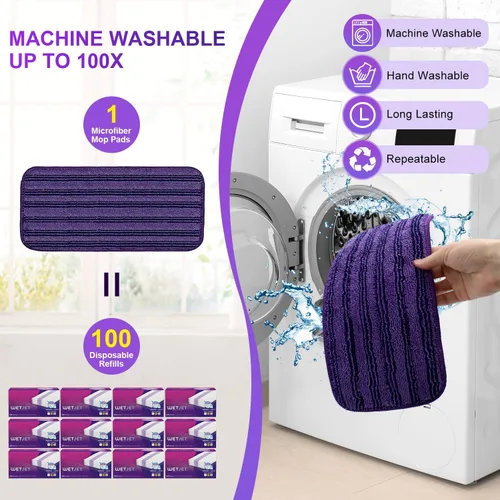 Vista 6 de Almohadillas catiónicas actualizadas e innovadoras para Swiffer Wet Jet y la mayoría de trapeadores de velcro de 10, 11 y 12 pulgadas, reemplazo